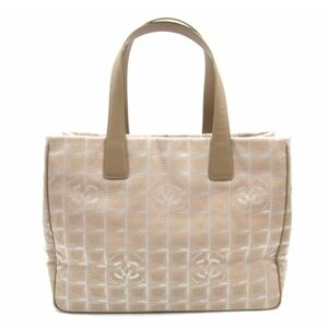 CHANEL Travel Line MM Tote Bag Nylon Beige